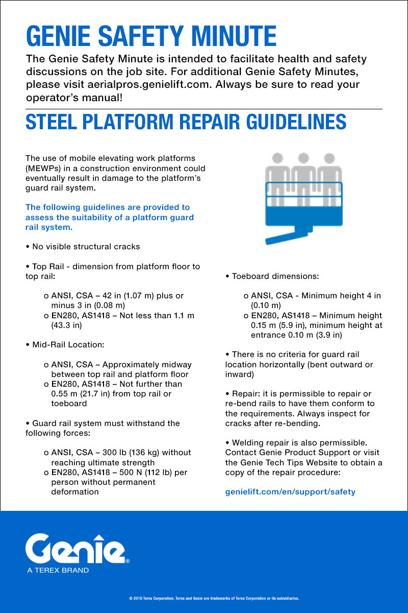 GENIE SAFETY MINUTE - Steel Platform Repair Guidelines