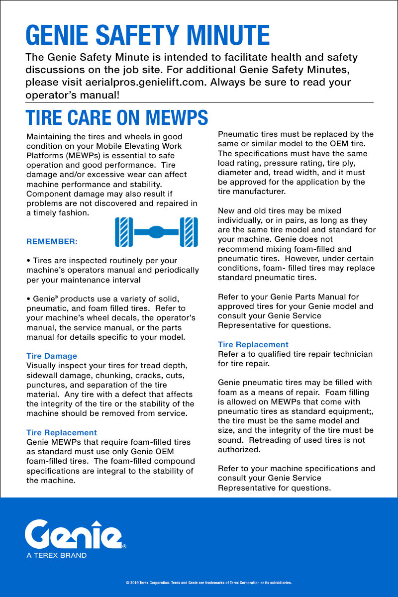 GENIE SAFETY MINUTE - Tire Care on MEWPs