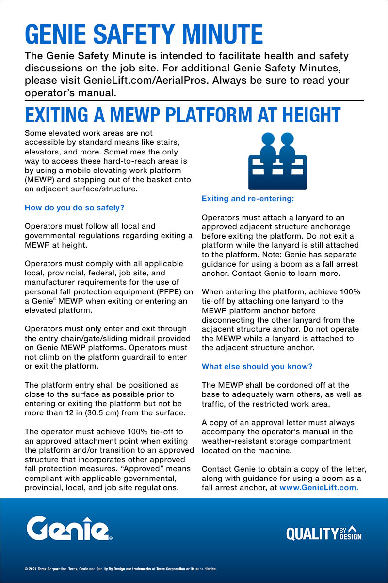 SAFETY MINUTE - Exiting a MEWP Platform at Height