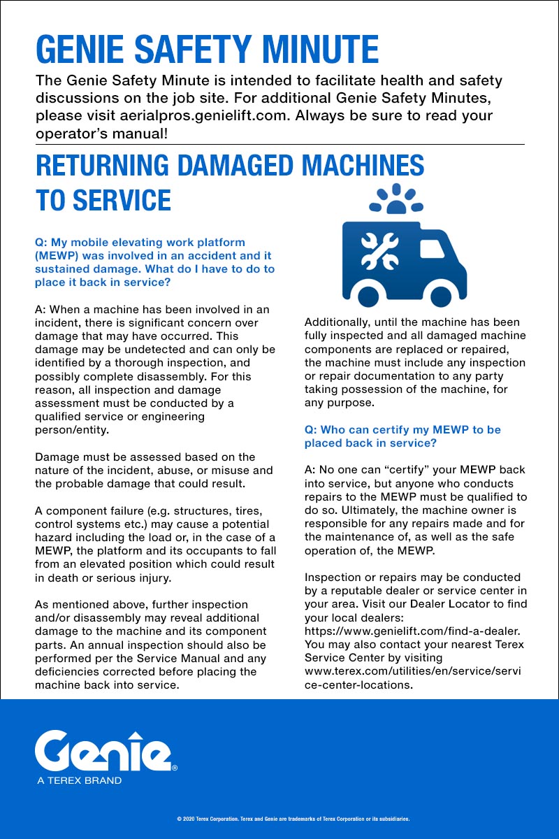 SAFETY MINUTE - Returning Damaged Machines to Service