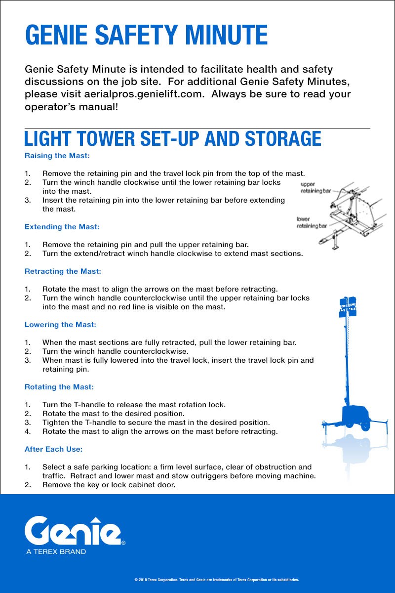 Genie Safety Minute: Light Tower Set-Up and Storage 