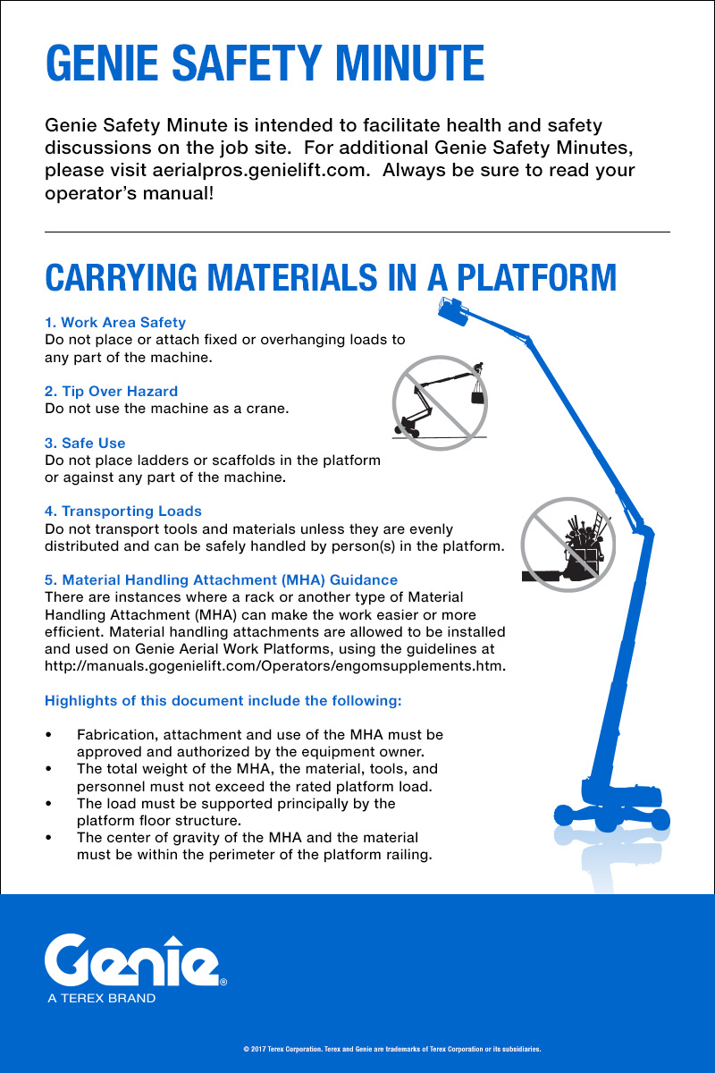 Genie Safety Minute: Carrying Materials in a Platform