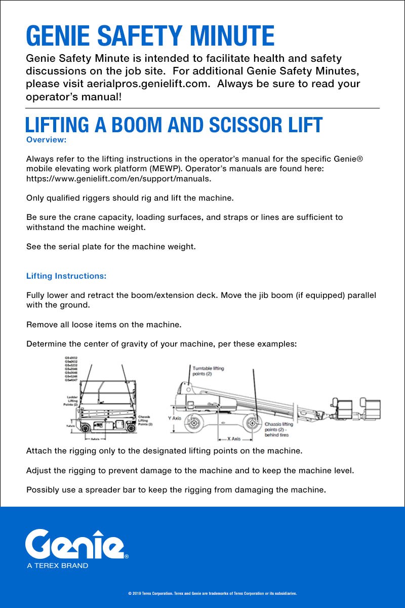 Genie Safety Minute: Lifting a Boom and Scissor Lift 