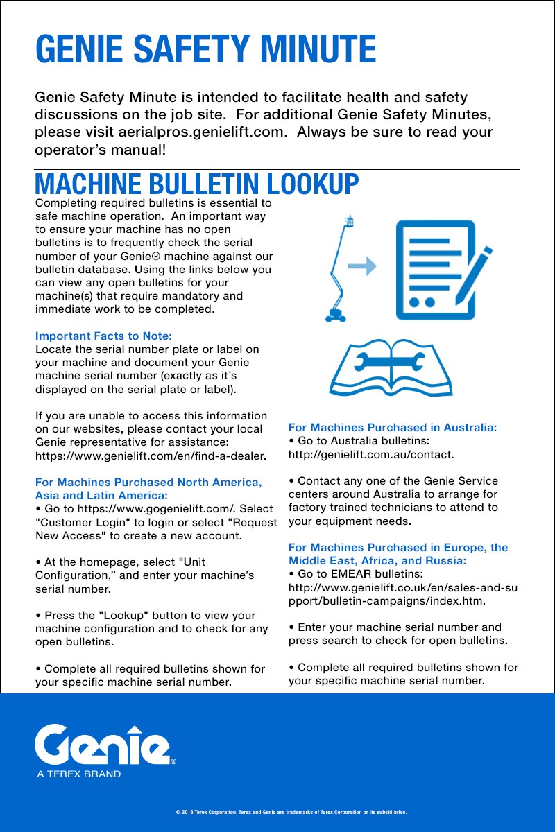 Genie Safety Minute: Machine Bulletin Lookup